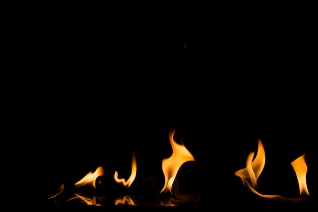 Fire flame on black background. blaze fire flame textured background. Premium Photo