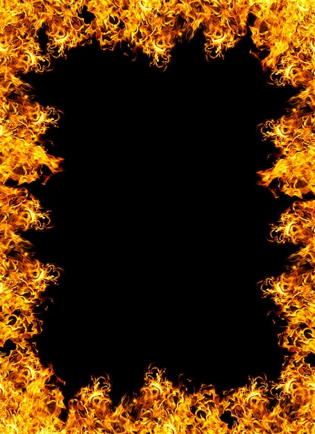 Premium Photo | Fire frame on a black background