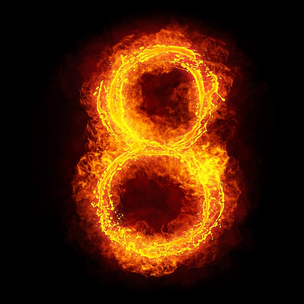 Premium Photo | Fire number 8. fiery font. bright flamy font symbol.