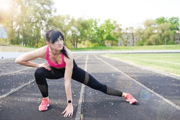 Premium Photo | Fitness sporty woman dying outdoor exercises workout.