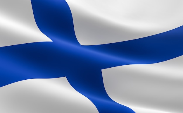 Premium Photo | Flag of finland. 3d illustration of the finnish flag ...