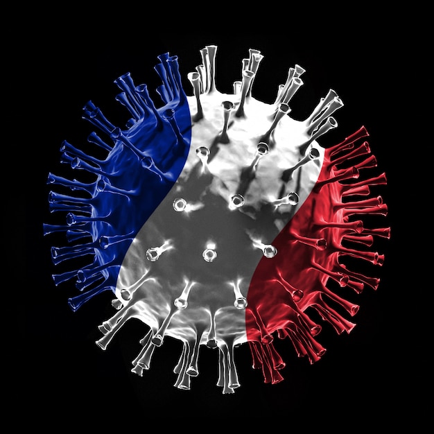 Flag of france on covid-19 is virus concept. 3d rendering ...