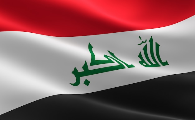 Flag of iraq. 3d illustration of the iraqi flag waving. Premium Photo