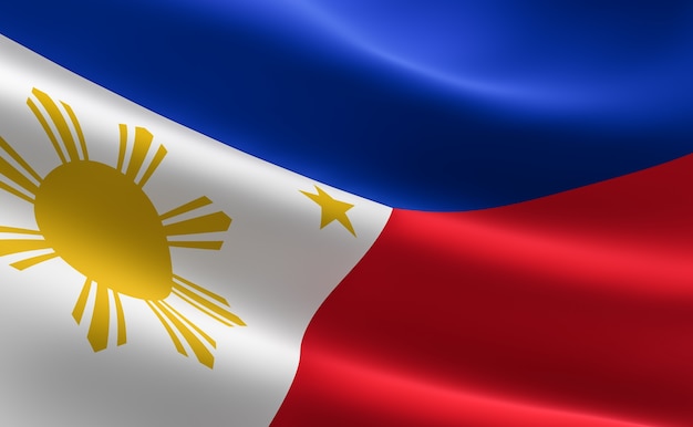 フィリピンの国旗 波打つフィリピンの旗のイラスト プレミアム写真