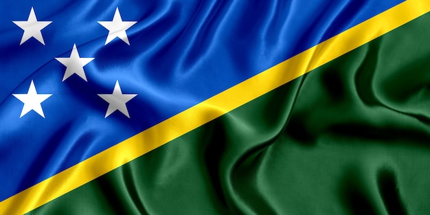 ソロモン諸島の国旗のシルクのクローズアップ プレミアム写真