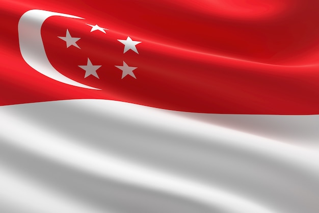 Premium Photo | Flag of singapore. 3d illustration of the singaporean ...