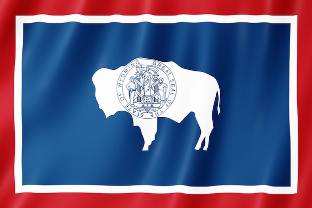 Flag of wyoming, usa. 3d illustration of the wyoming flag waving