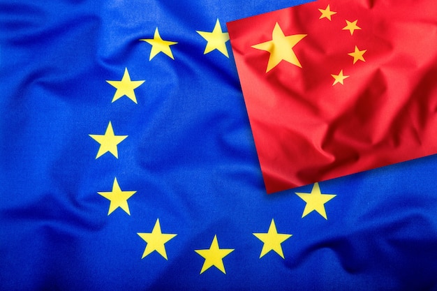 Premium Photo | Flags of the china and the european union china flag ...