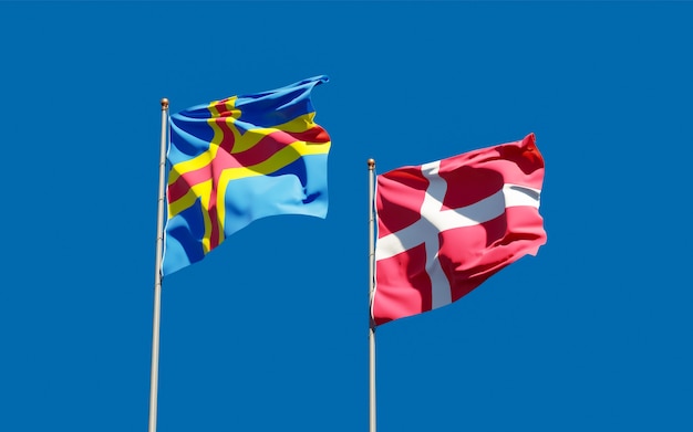 Premium Photo Flags Of Denmark And Aland Islands