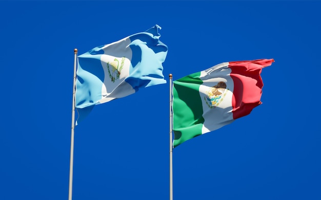 Premium Photo Flags Of Guatemala And Mexico 3d Artwork