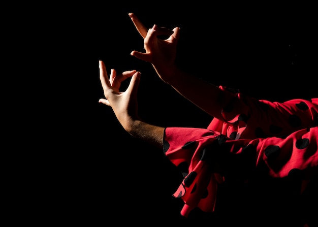 Free Photo | Flamenca dancer showing hands on black background