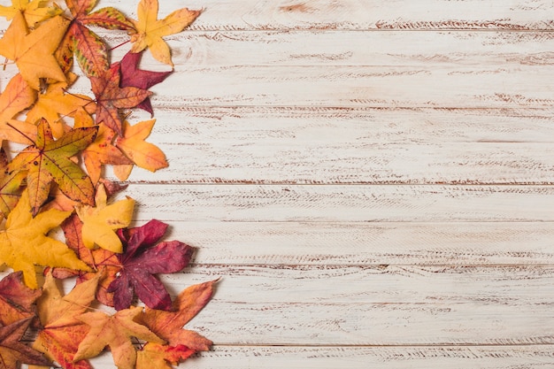 Premium Photo | Flat lay autumn leaves copy space