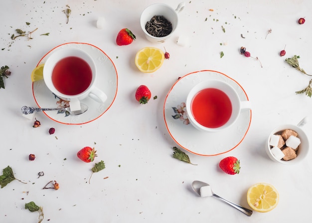 Free Photo | Flat lay tea composition