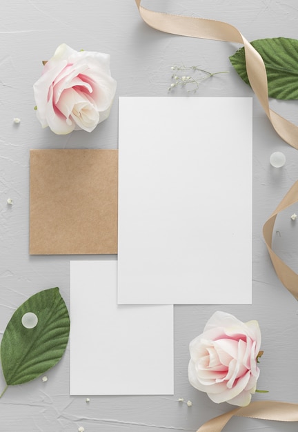 Free Photo | Flat lay of wedding concept with copy space