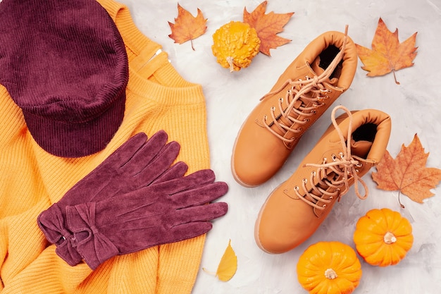 Flat Lay With Comfort Warm Outfit For Cold Weather Comfortable