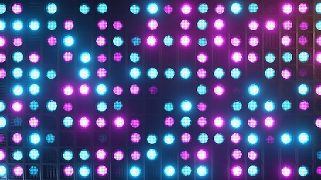 ちらつきの壁ライト 点滅ライトクラブやディスコ用のランタン マトリックスビームヘッドライト ナイトクラブハロゲンランプ 現代のネオンスペクトル 3d イラスト プレミアム写真