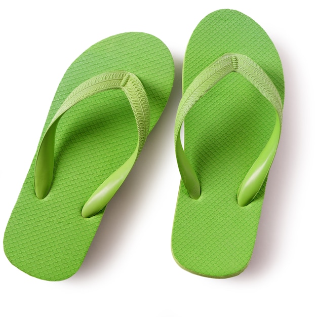 Free Photo | Flip flop beach shoes green isolated on white background