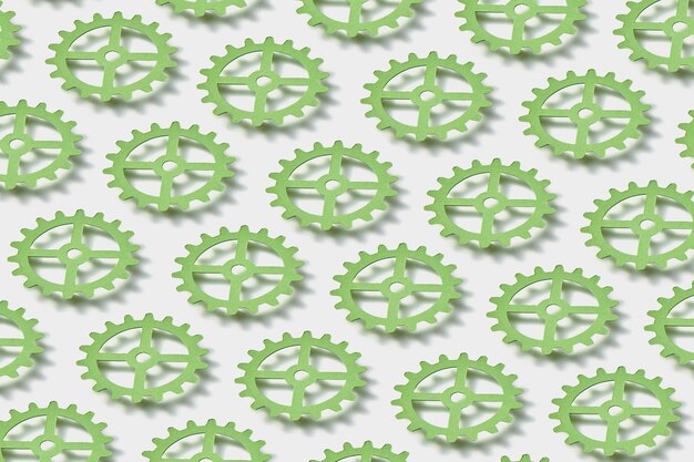 柔らかい影の白い背景の上に浮かぶ紙の手作り時計仕掛けのメカニズム クリエイティブなペーパークラフトパターン プレミアム写真