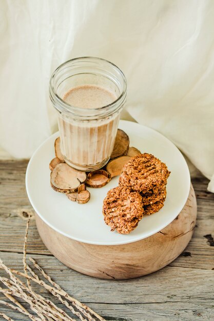 Premium Photo | Flourless Gluten Free Peanut Butter, Oatmeal And Date ...