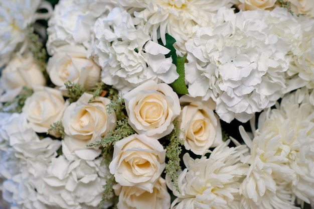 Premium Photo | Flower background, backdrop wedding decoration, rose pattern, wall flower