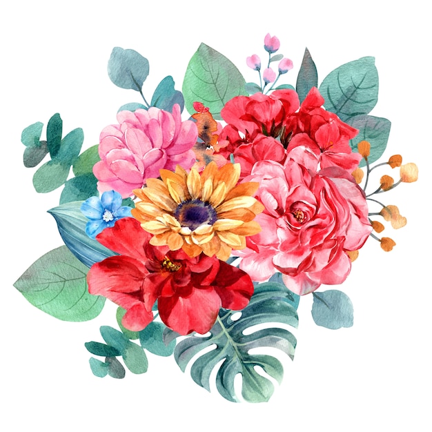 Download Flower bouquet isolated watercolor painting for ...