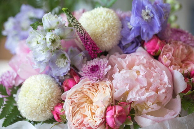 Premium Photo | Flower shop with holiday beautiful flowers. bouquet of ...