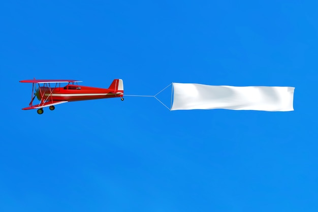 Flying Airplane And Banner On Blue Sky Premium Photo