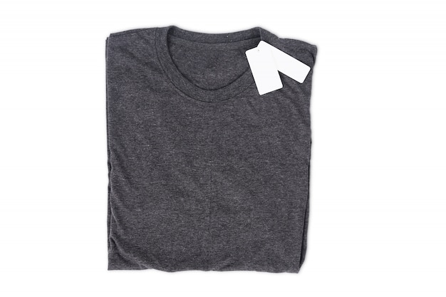 Download Premium Photo | Folded t-shirt with tag isolate on white ...