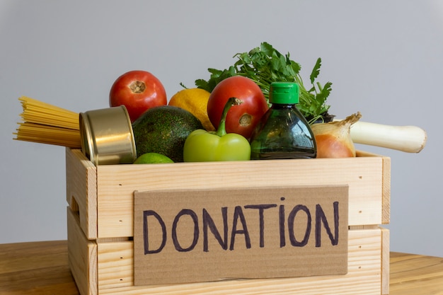 Premium Photo | Food Donation Concept. Donation Box With Vegetables ...