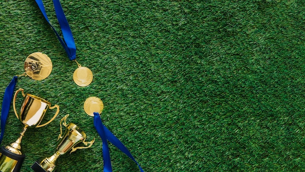 サッカー 背景 メダル トロフィー Copyspace 無料の写真