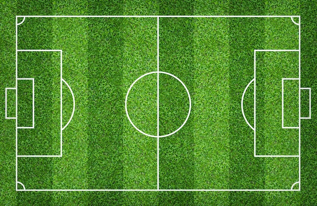 サッカー場やサッカー場の背景 ゲームを作成するための緑の芝生の裁判所 プレミアム写真
