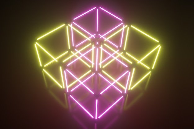 Premium Photo Four Glowing Neon Cube