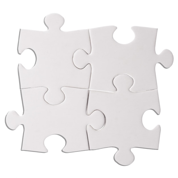 Premium Photo | Four puzzle pieces isolated on the white background cutout