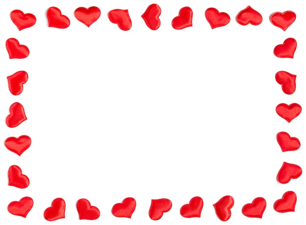 Premium Photo | Frame made of red hearts isolated on white background ...