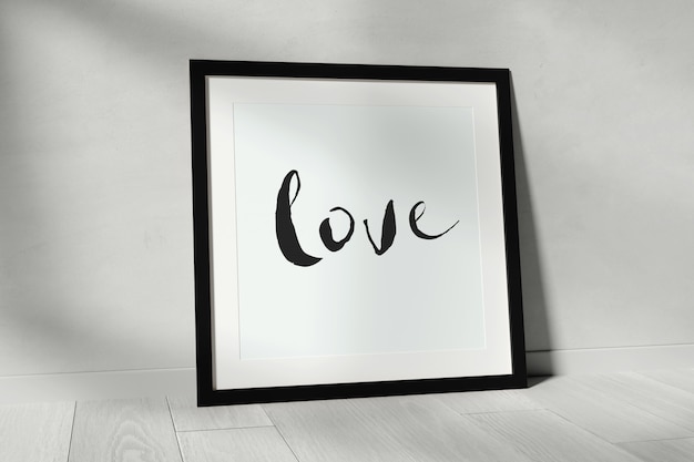 Frame mock up on the ground of a room - 3d rendering Premium Photo