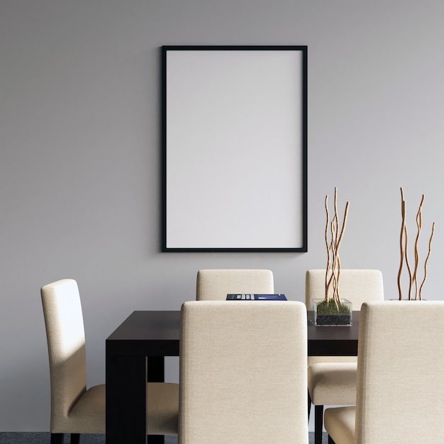 Frame mockup on dining room Photo | Premium Download