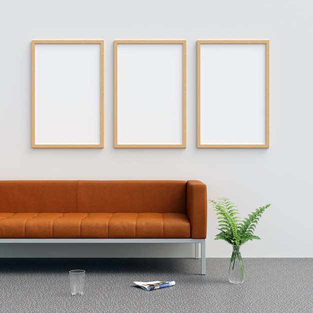 Download Frame mockup in living room with decorations | Premium Photo