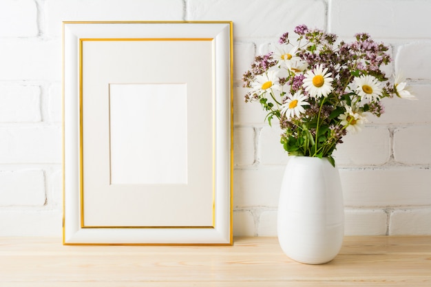 Download Premium Photo | Frame mockup with wild flowers bouquet