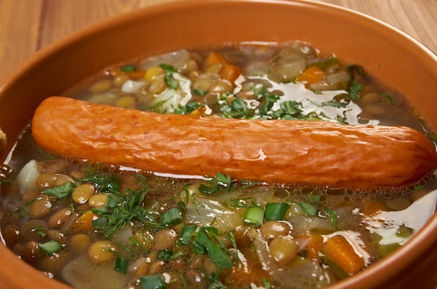 Premium Photo | Frankfurter linsensuppe -german lentil soup with ...