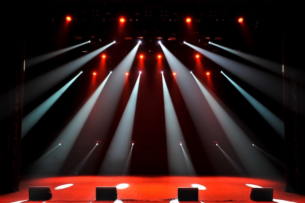 Premium Photo | Free stage with lights, lighting devices. background.