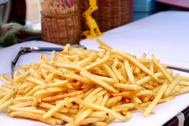 Premium Photo | French fries at street food