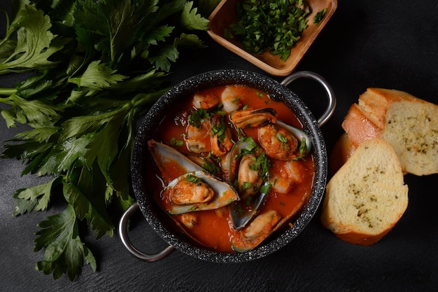 Premium Photo | French seafood bouillabaisse soup/fish stew