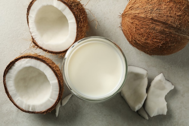 Premium Photo | Fresh coconut and coconut milk on white background