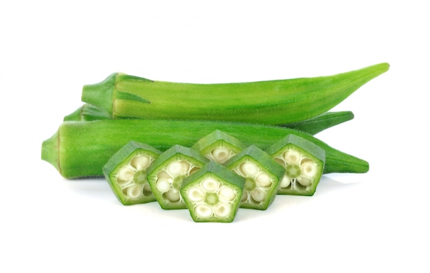 Premium Photo | Fresh green okra isolated on white background