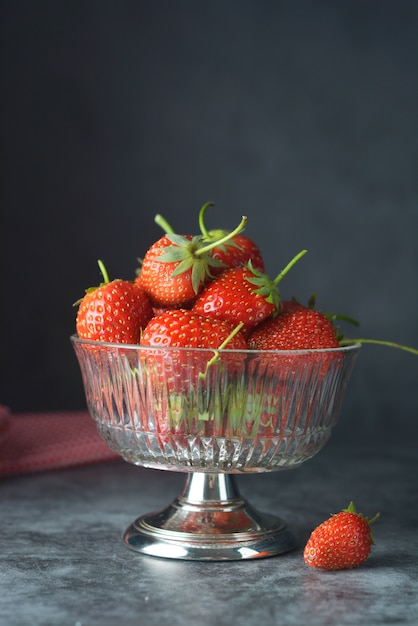 Premium Photo Fresh Juicy Strawberries In Glass Bowl Summer Natural Berry