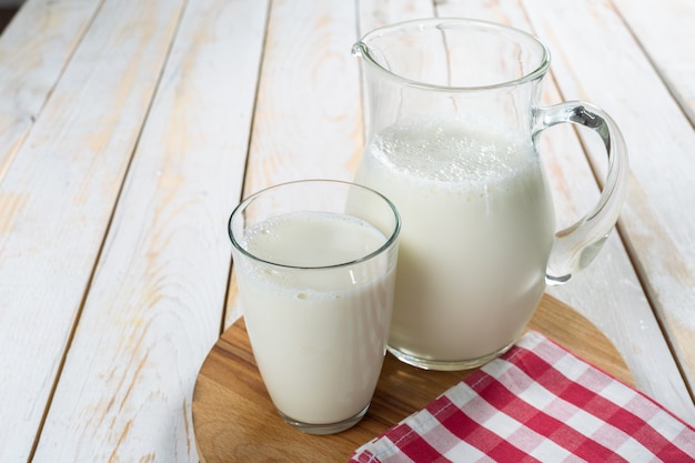 Premium Photo Fresh Milk In Glass Jug And Glass