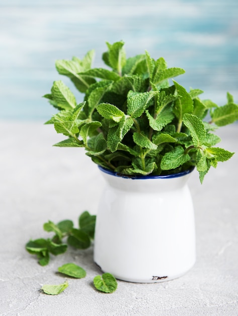 Premium Photo | Fresh mint in a vase