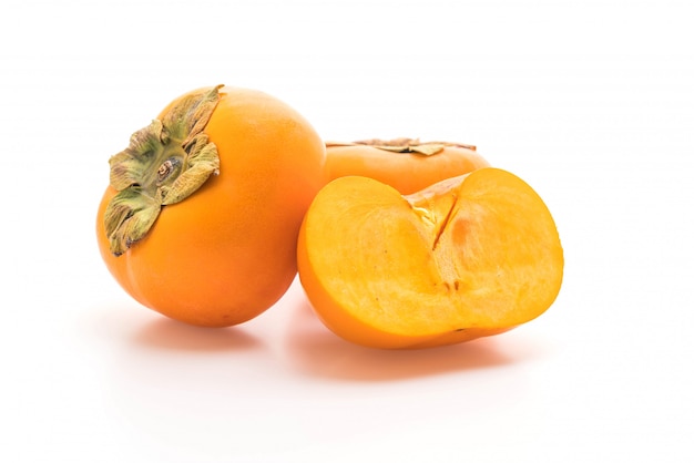 Premium Photo | Fresh persimmon on white background