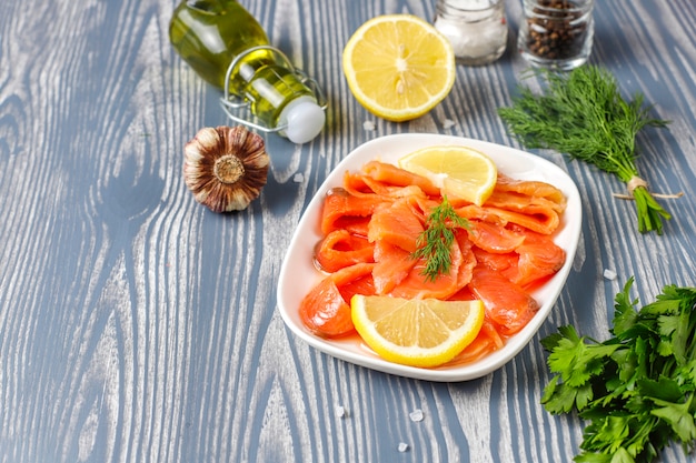 Free Photo | Fresh smoked salmon slices.