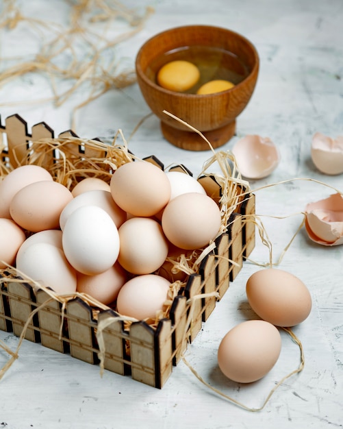 Free Photo | Fresh village eggs on the table